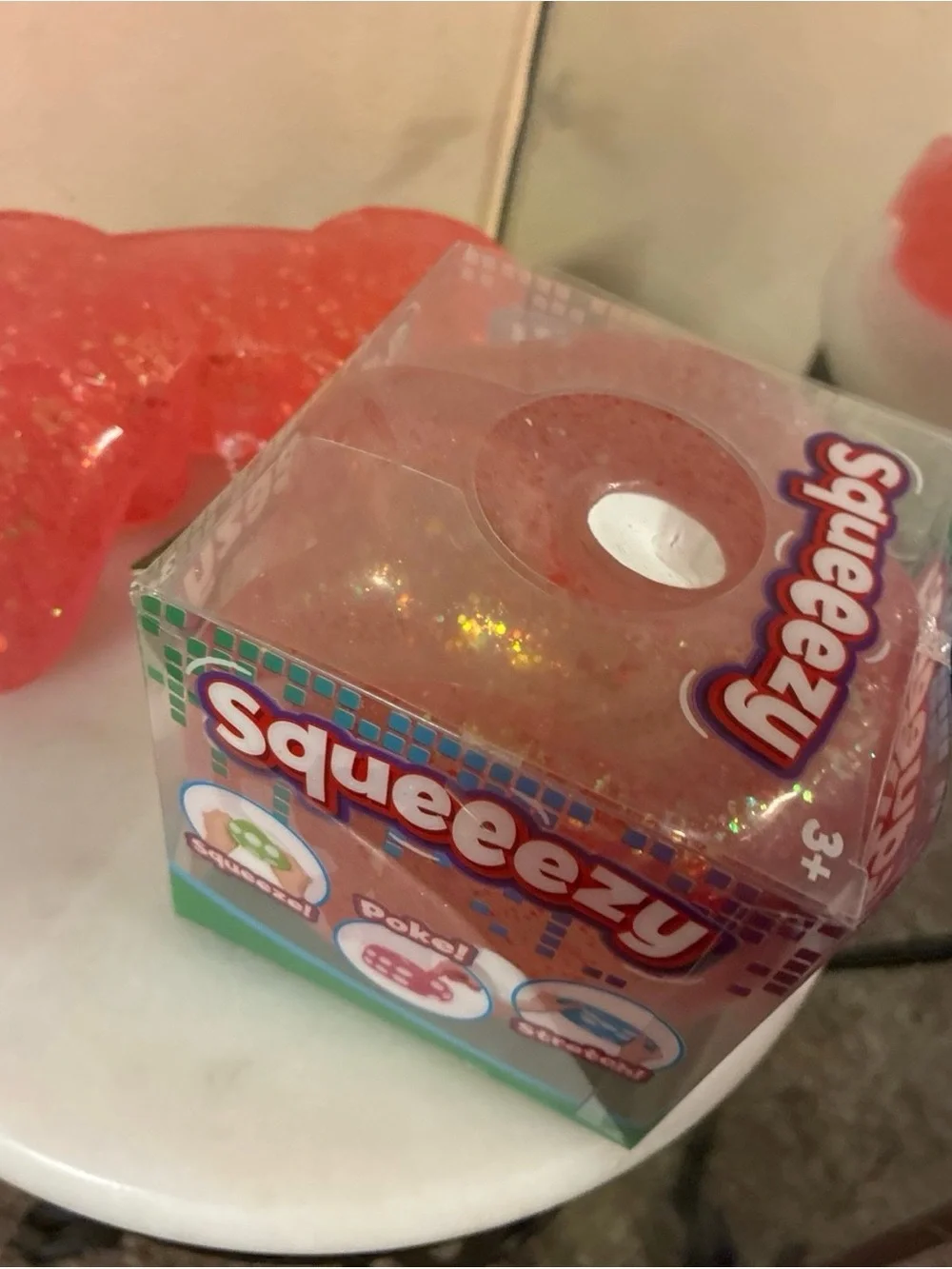 Squeeezy Glitter Red Game Controller & Dice Stress Toy